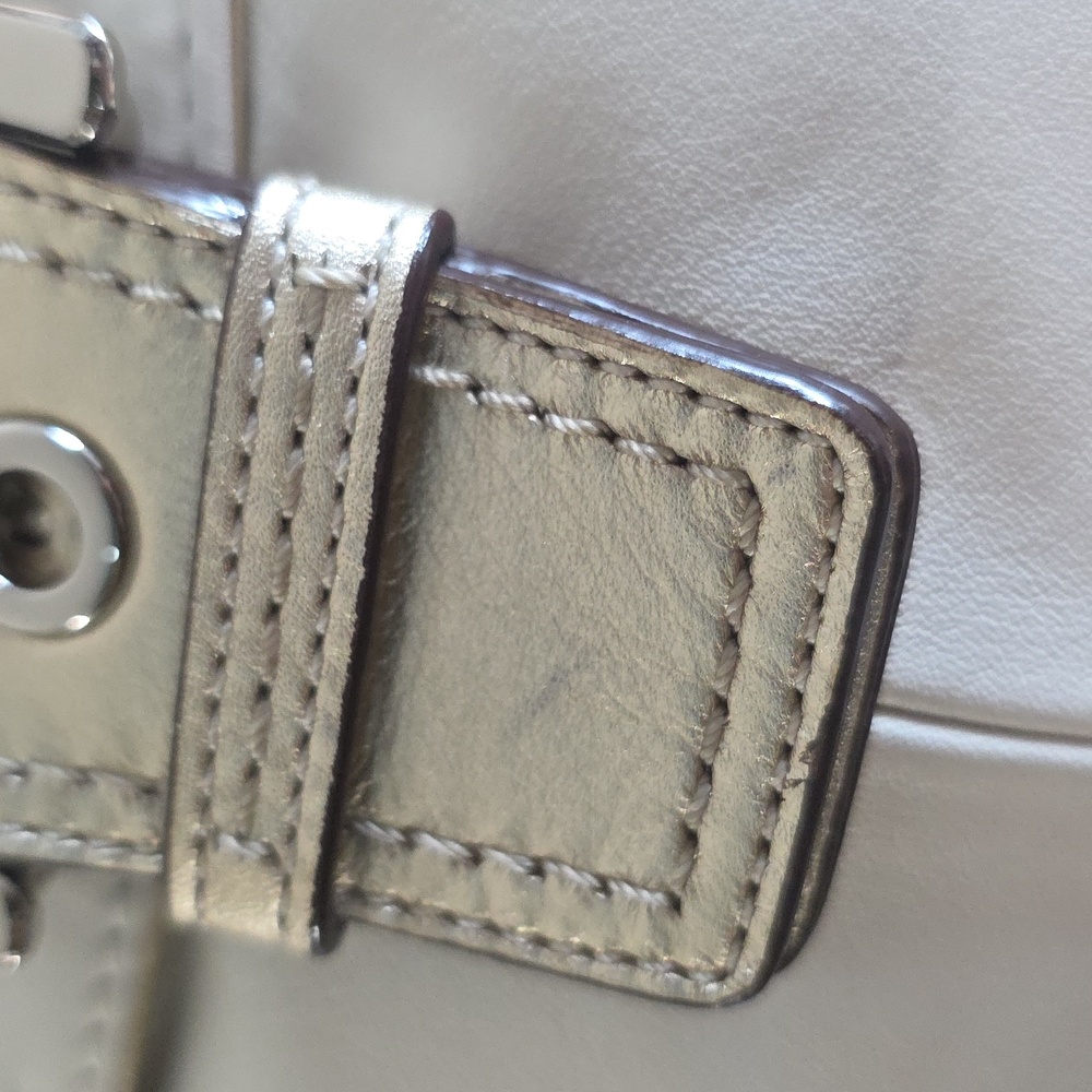 New Coach Soho White Ivory Shoulder Flap Bag‎ with Gold Metallic Accents - Picture 12 of 12